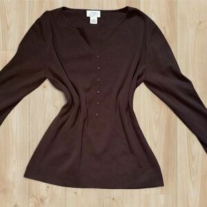 Loft chocolate brown long sleeve knit top